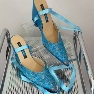 Elegant Blue Satin Women's Sandals